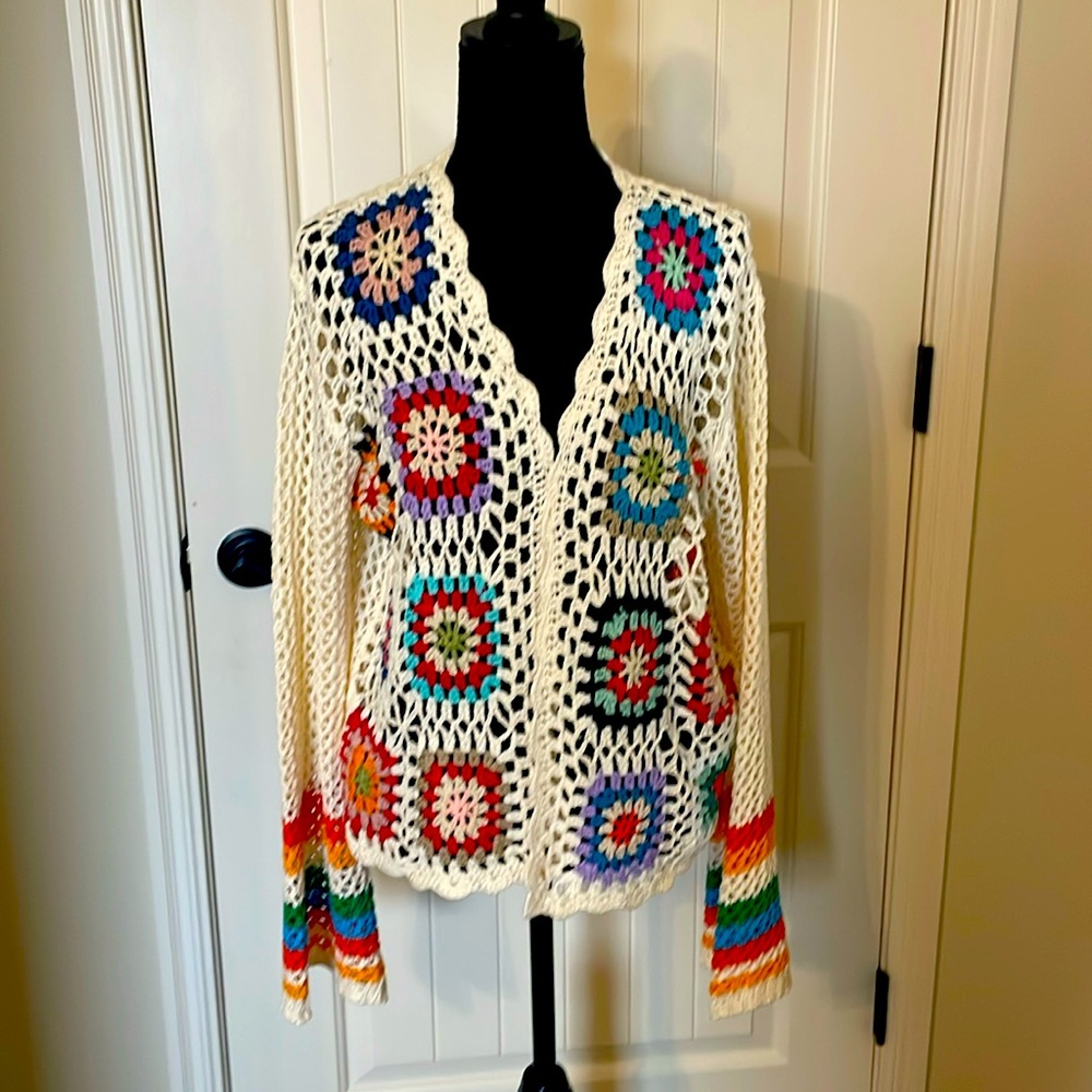 Boho Crochet sweater cardigan